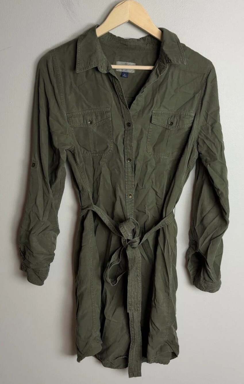 Universal Thread Olive Green Utility Shirt Dress Size Medium Belted Women’s